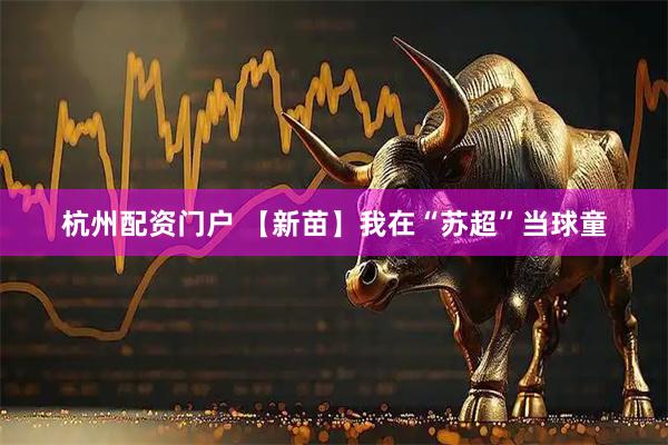 杭州配资门户 【新苗】我在“苏超”当球童