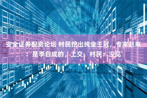 安全证券配资论坛 村民挖出纯金王冠，专家赶来：是李自成的，上交，村民：没见