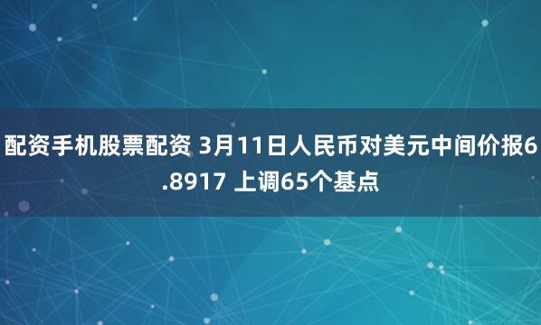 配资手机股票配资 3月11日人民币对美元中间价报6.8917 上调65个基点